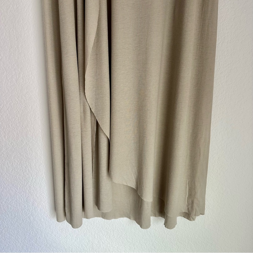 BCBGMAXAZRIA Logan Ribbed Stretch Maxi Skirt Side Curve Tall Girlies 42 Beige SM - Picture 14 of 17